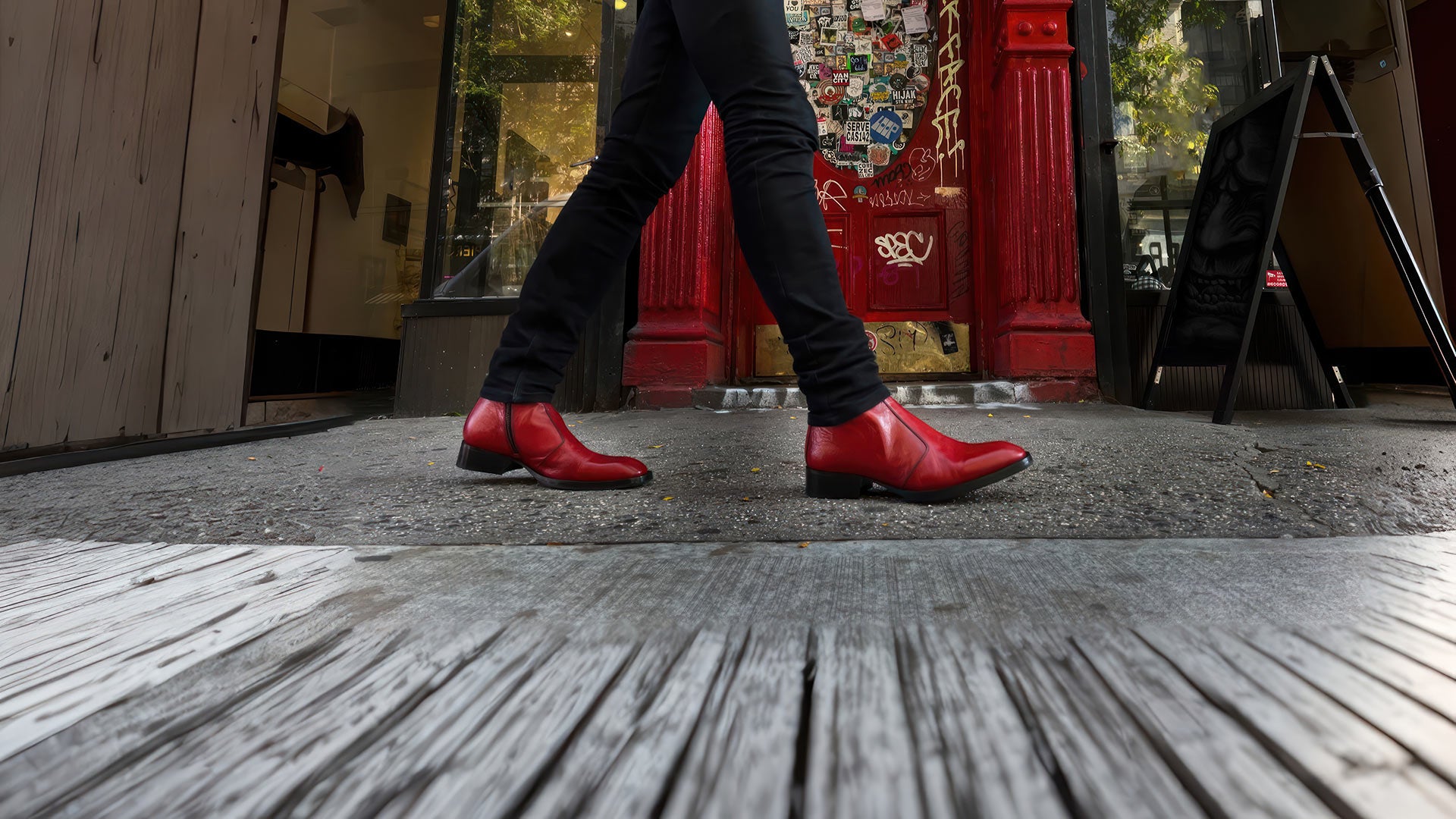 Chuck Bones From The CAST NYC wearing The Morrison Boot, leather boots, leather boots for men, fashion boots for men, rock n roll boots for men, The Morrison boot in Suede, NY, NYC, The cast NYCThe Morrison Boot in leather as worn by Chuck Bones owner of the store THE CAST NYC